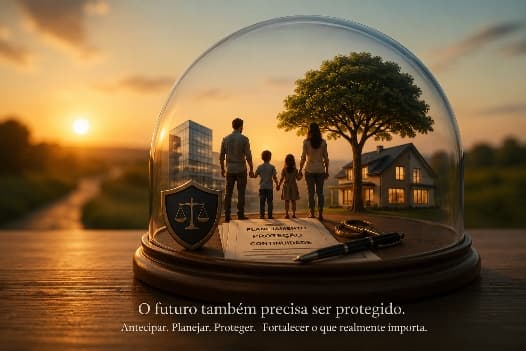 Árvore, família e chave representando a continuidade de uma história